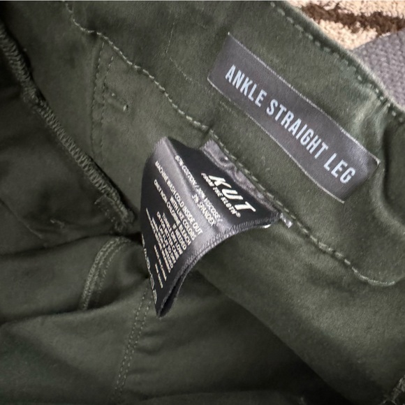 Kut From The Kloth Pants Jeans Ankle Straight Leg Dark Green Solid Cotton Forest - Picture 9 of 11